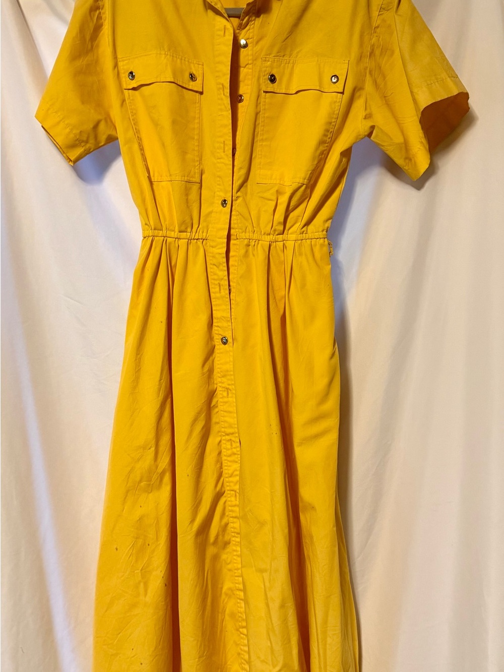 Women’s Yellow Button-Front Midi Dress